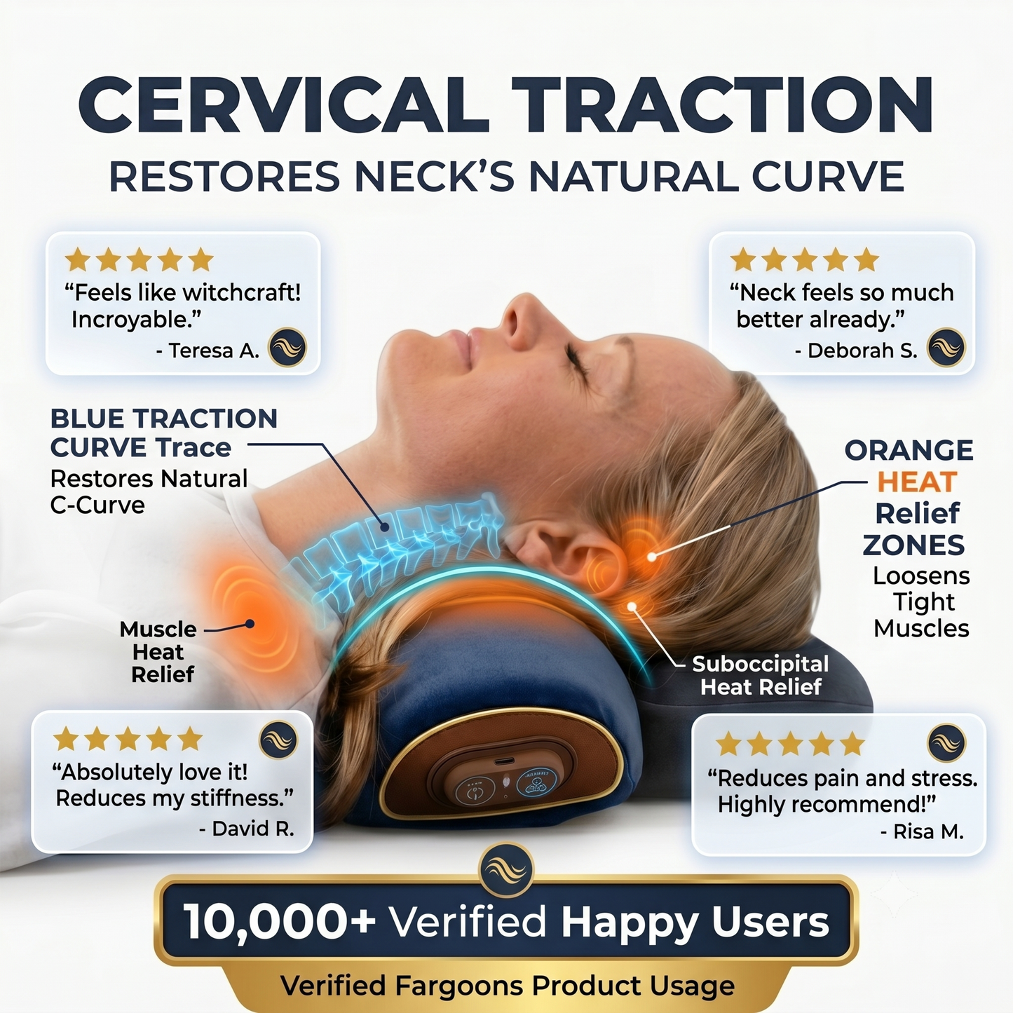 Fargoons Thera Pillow™ — 3-in-1 Heated Neck Massager with Traction